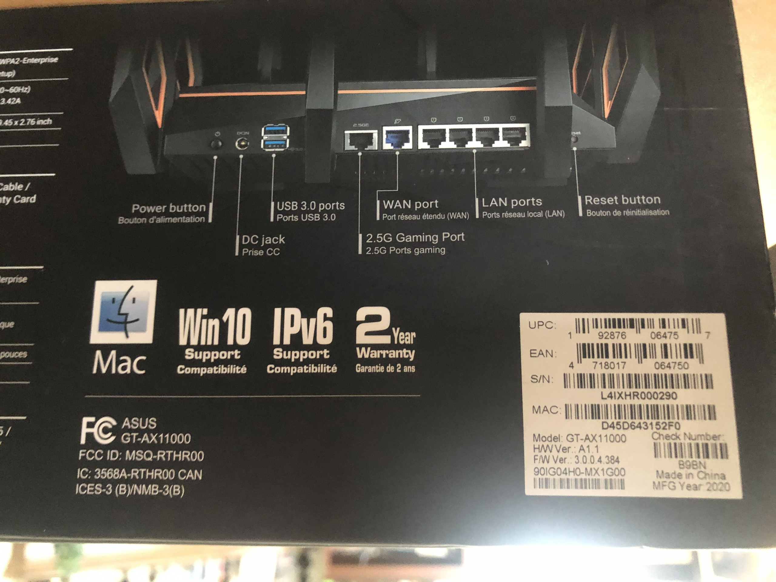 ASUS ROG Rapture AX11000 Tri-Band Gigabit Wireless-AX Gaming Router BOX ...